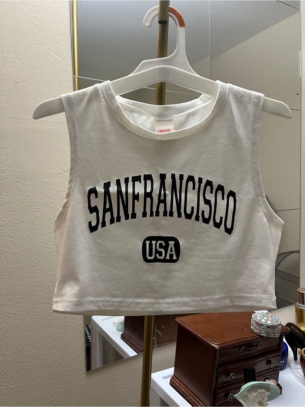 Urbanic White Cropped 'San Francisco USA' Tank